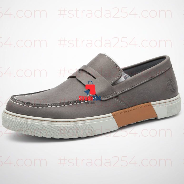 Men’s Casual Loafers – Leather-Look Moc-Toe Slip-On Shoes_kk