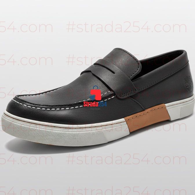 Men’s Casual Loafers – Leather-Look Moc-Toe Slip-On Shoes_kk
