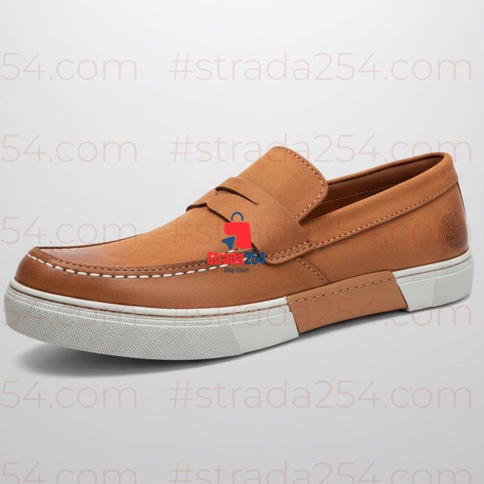 Men’s Casual Loafers – Leather-Look Moc-Toe Slip-On Shoes_kk