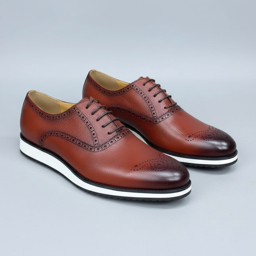 Men’s Premium Leather Brogue Oxford Shoes – Classic Lace-Up Style