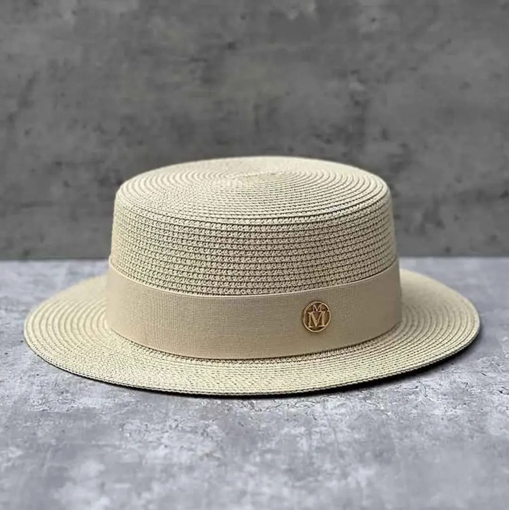 Classic Summer Boater Hat – Straw Flat Top Sun Hat for Men & Women