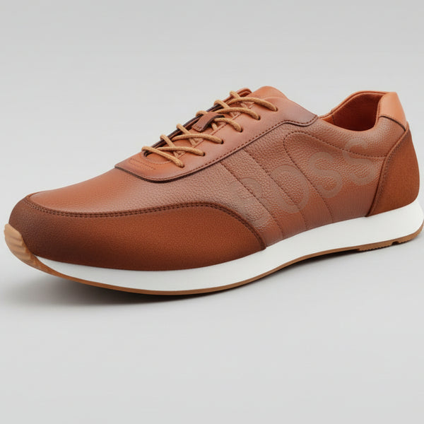 Men’s Premium Leather Lace-Up Sneakers – Classic Comfort Casual Shoes