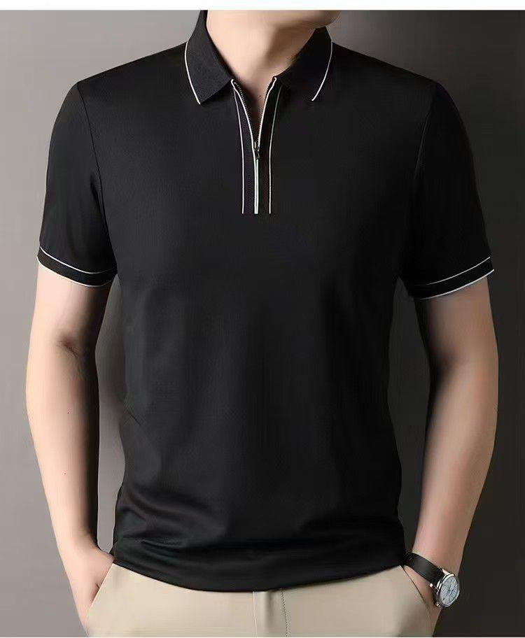 Zipper-Collar Polo Shirt