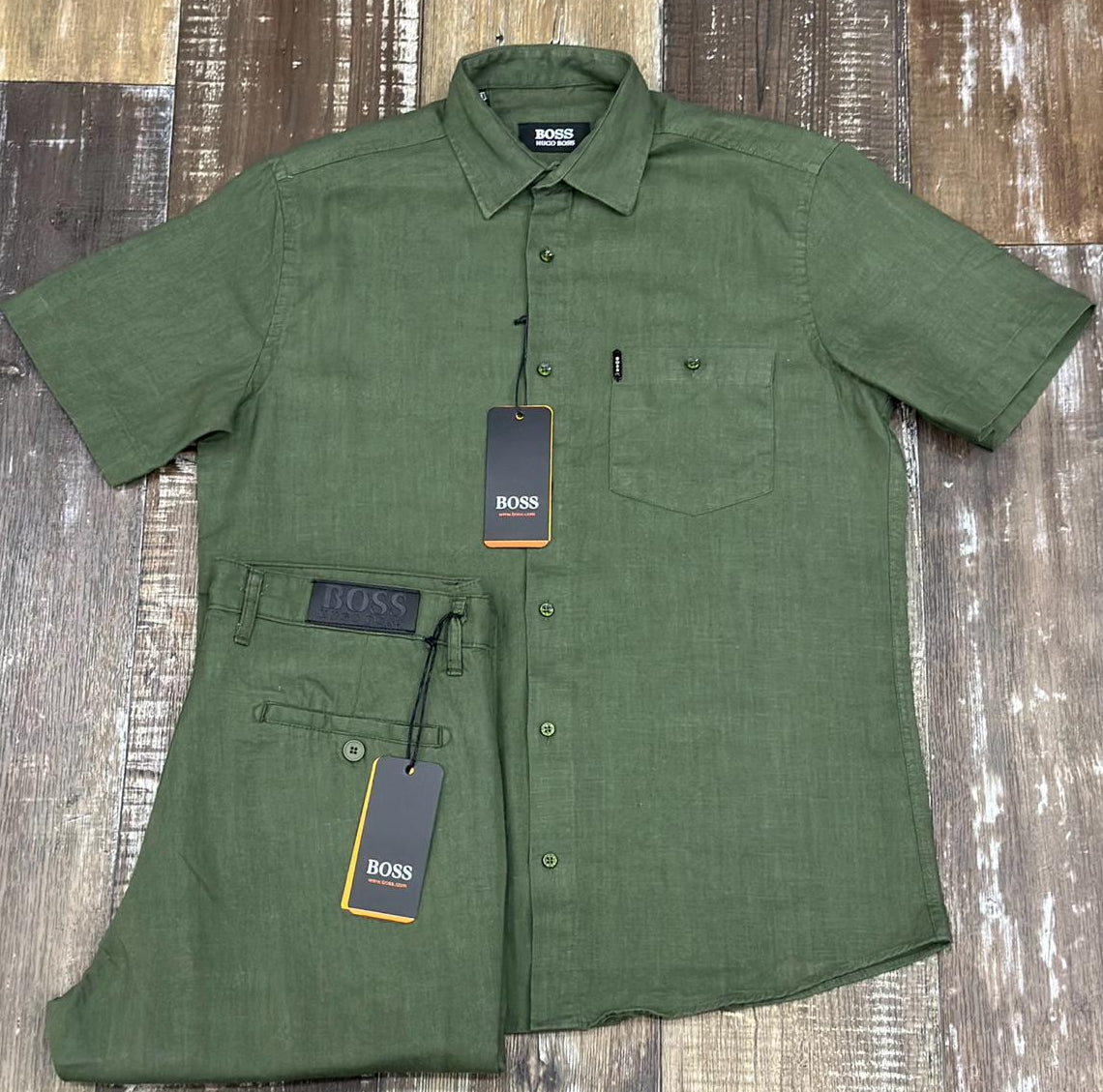 Men’s BOSS Linen Set – Turkey-Made Premium Linen Shirt & Trouser | Short & Long Sleeve