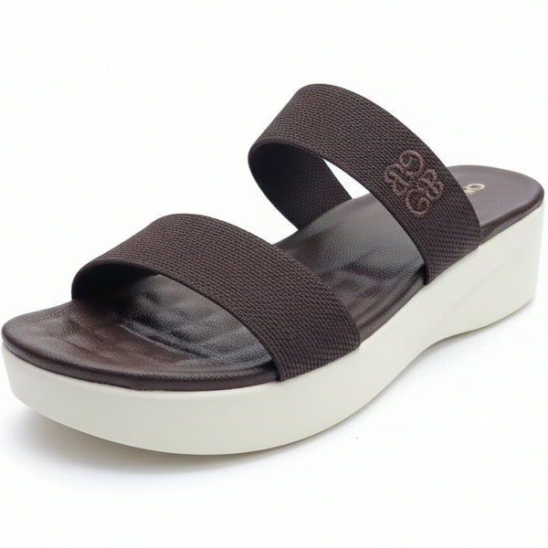 🔴Ladies Comfort Platform Sandals – Coffee Brown Dual Strap Cushioned Slides🔴