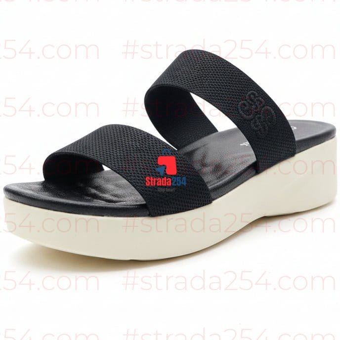 🔴Ladies Comfort Platform Sandals – Coffee Brown Dual Strap Cushioned Slides🔴