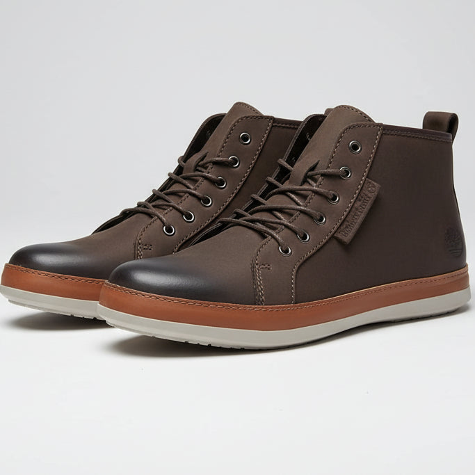 🟠Men’s Mid-Top Leather Casual Boots – Lightweight Lace-Up Everyday Sneakers🟠