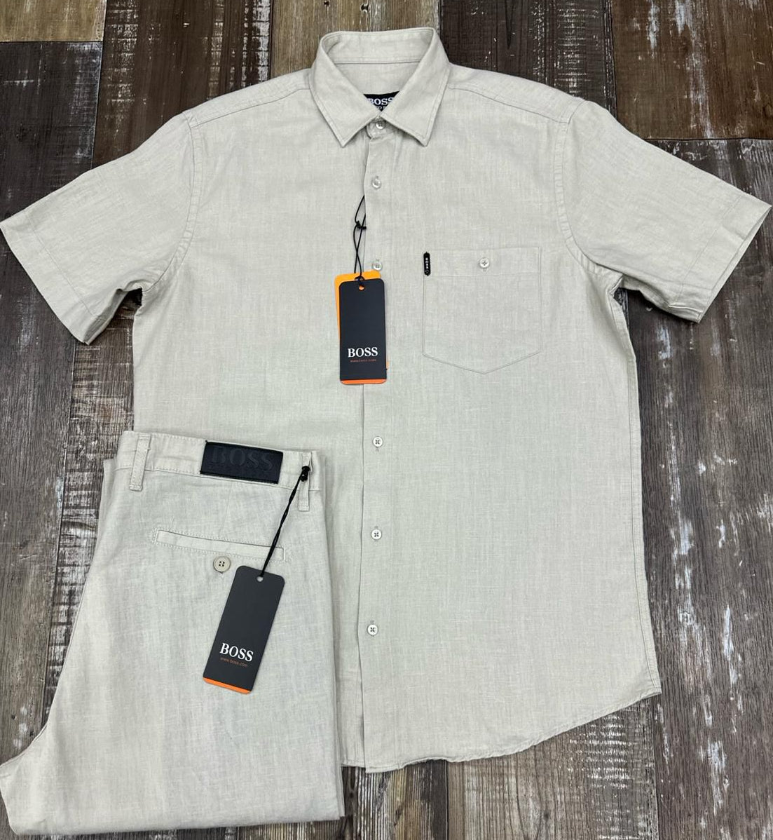 Men’s BOSS Linen Set – Turkey-Made Premium Linen Shirt & Trouser | Short & Long Sleeve