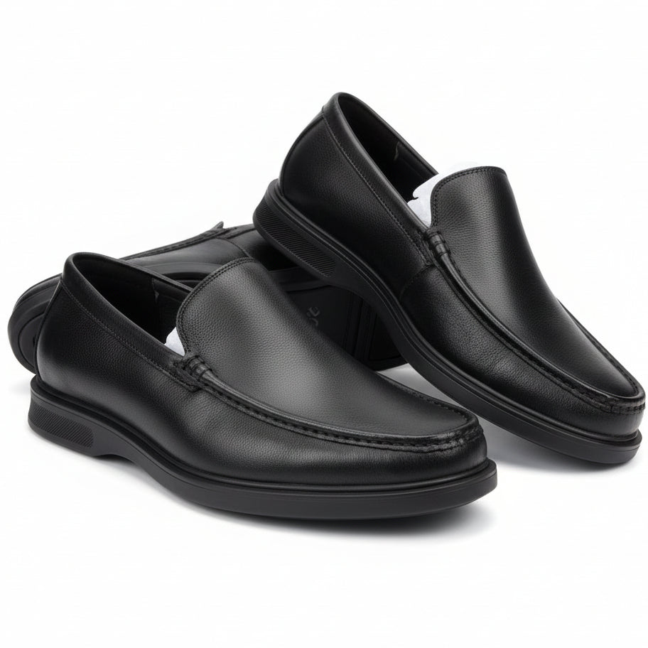 💎ECCO Style Men’s Leather Slip-On Loafers – Soft Orthopedic Comfort | Flexible Rubber Sole | Big Fit Casual Dress Shoes💎