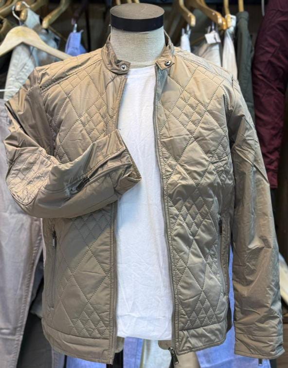 Men’s Quilted Puffer Jacket – Diamond Stitch Winter Wear