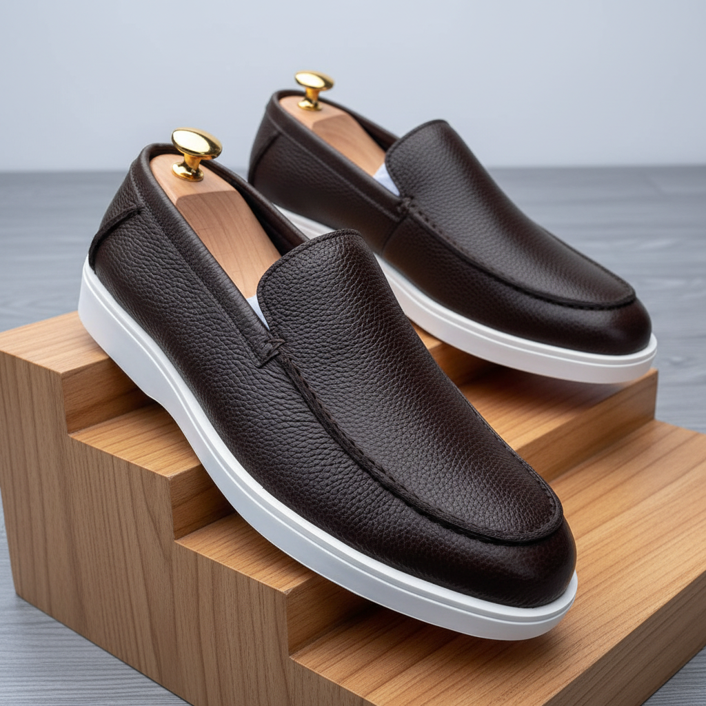 Santoni Regal Crest Leather Loafers for Men – Minimalist Slip-On Design with Comfort Sole
