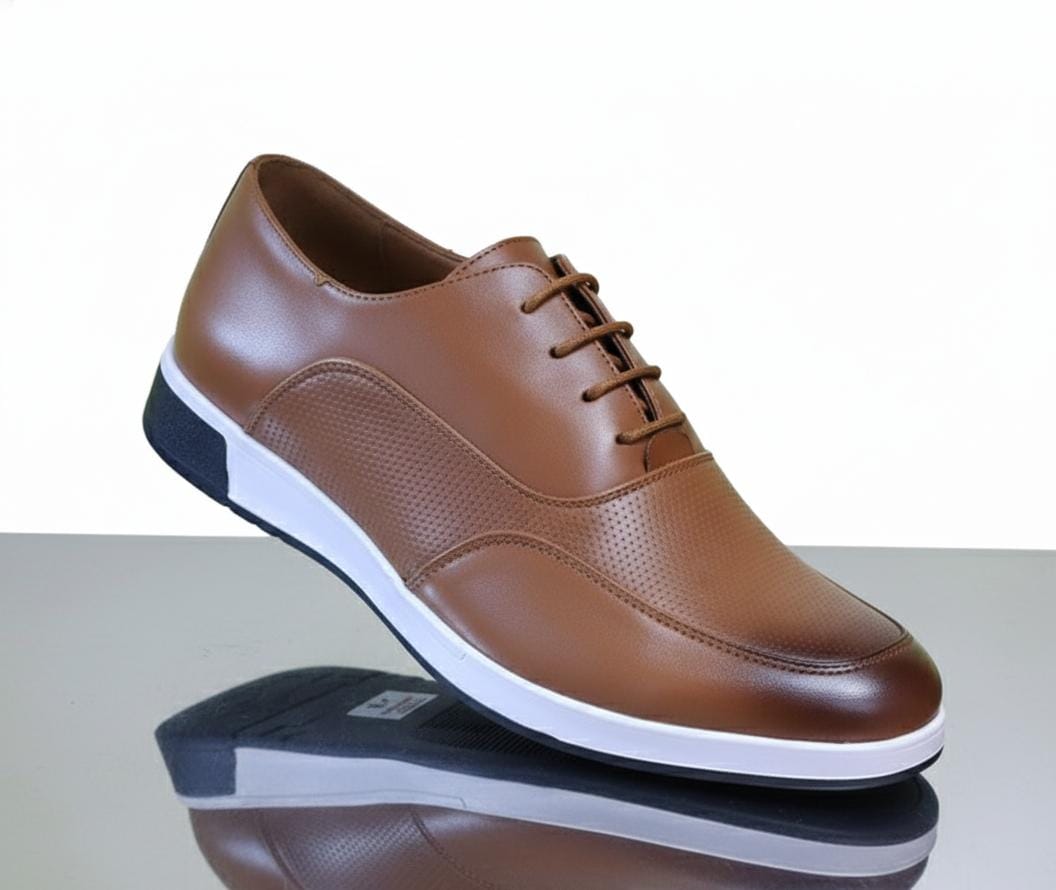Men’s Casual Leather Sneakers – Perforated Comfort Design