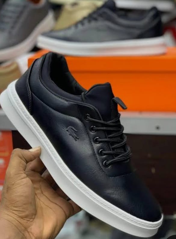 Laco Minimalist Leather Low-Top Sneakers for Men – Clean Casual Street Style Shoes