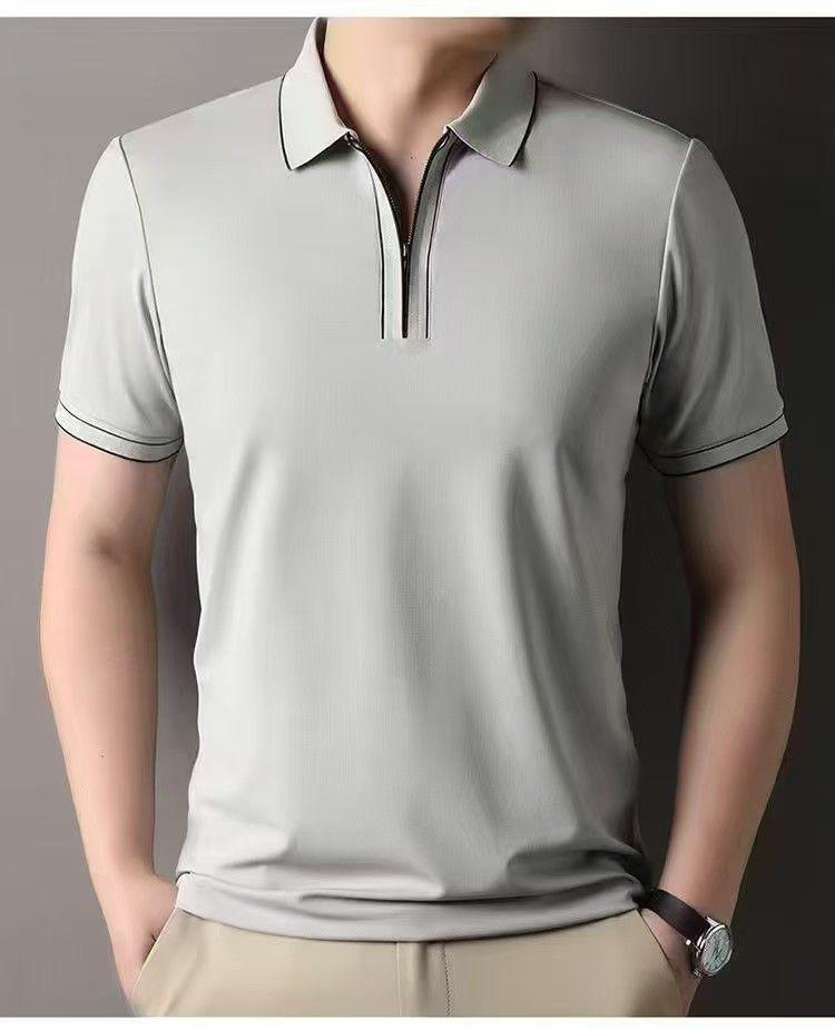 Zipper-Collar Polo Shirt