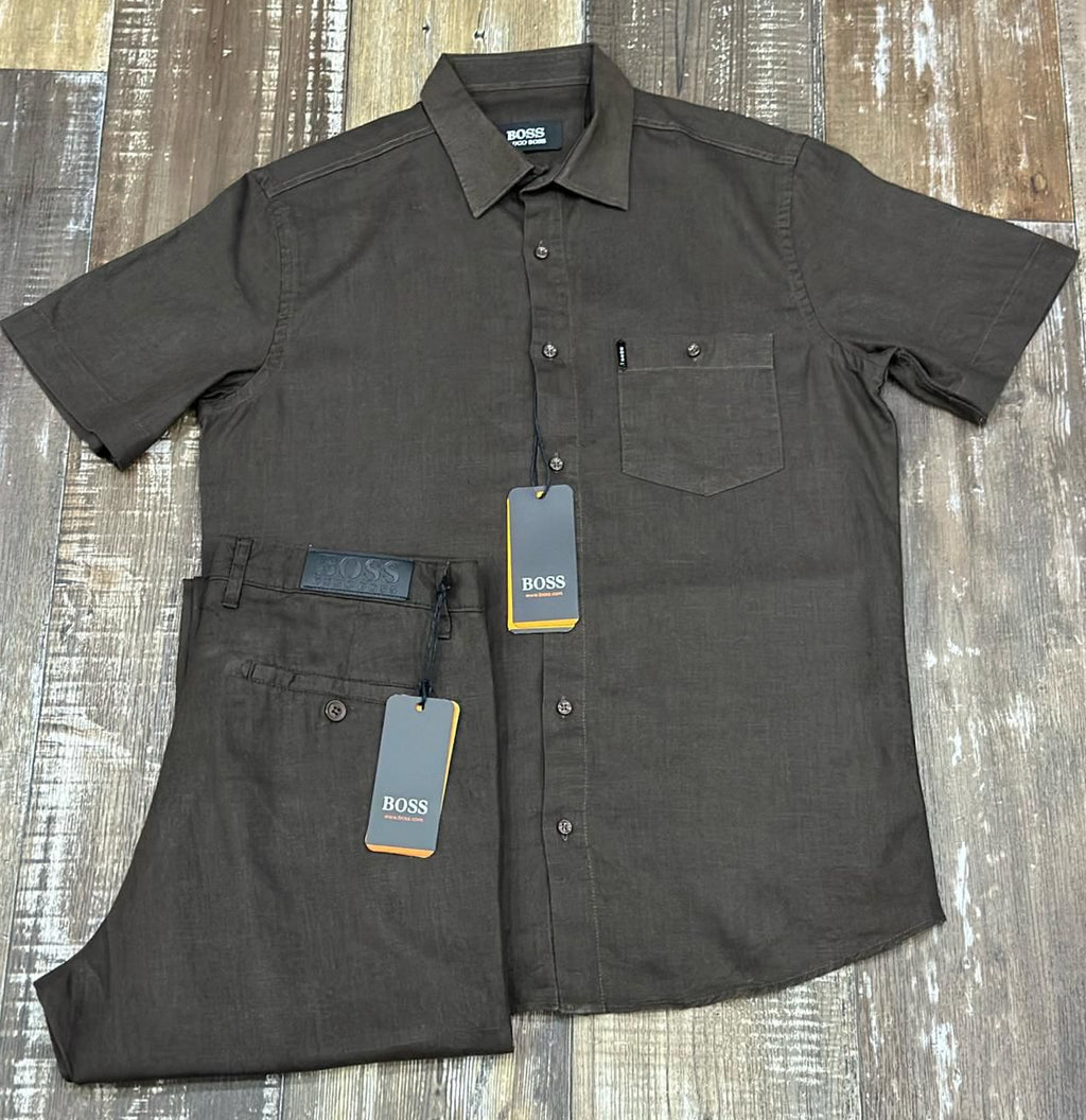 Men’s BOSS Linen Set – Turkey-Made Premium Linen Shirt & Trouser | Short & Long Sleeve