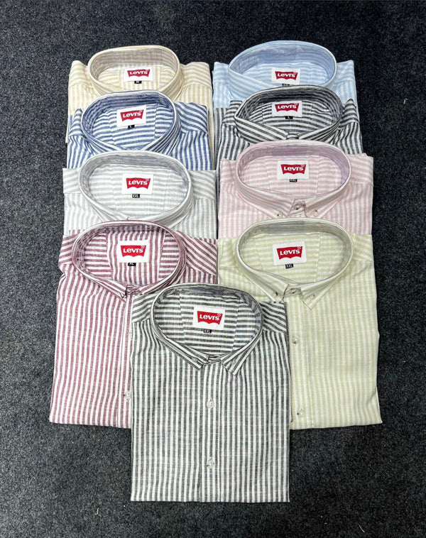100% Pure Linen Striped Shirt Collection