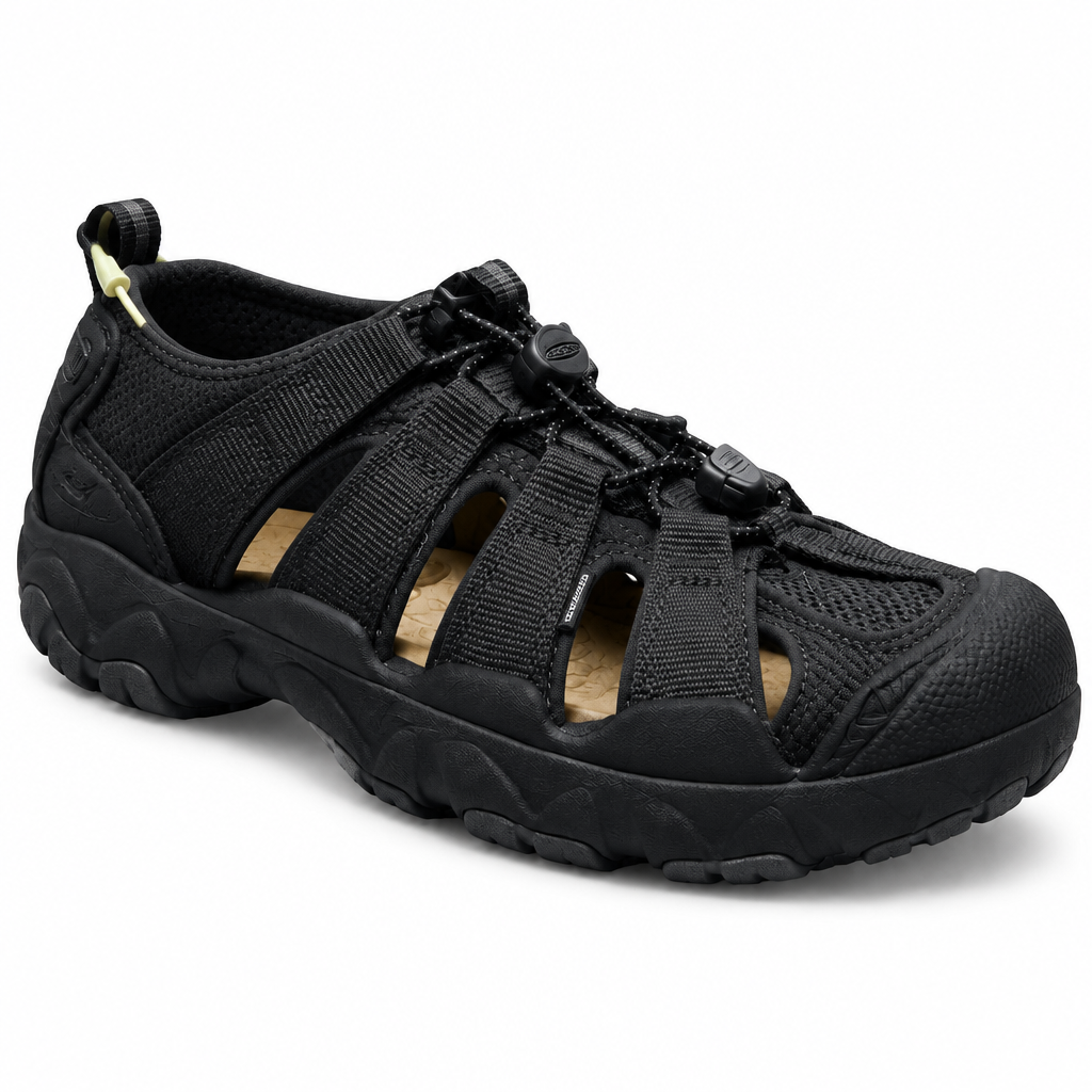 Men’s closed-toe outdoor sandal on a white background