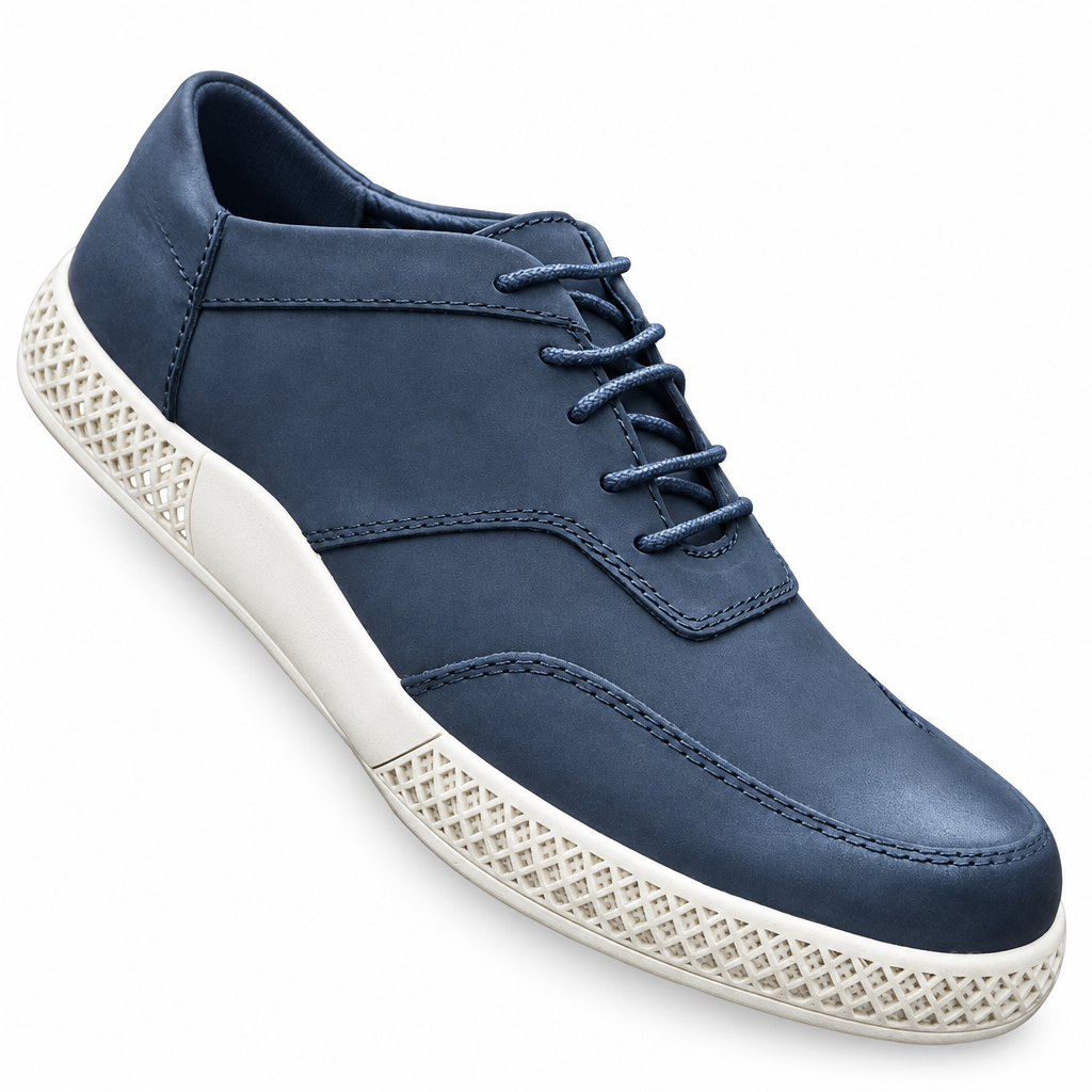 Men’s leather-look lace-up sneaker on a clean light background
