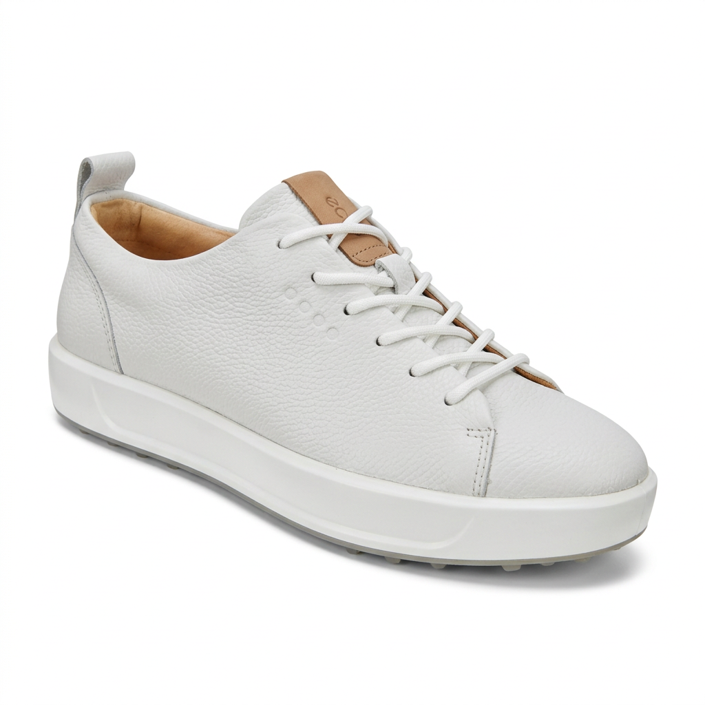 White textured low-top lace-up sneaker with white sole on white background