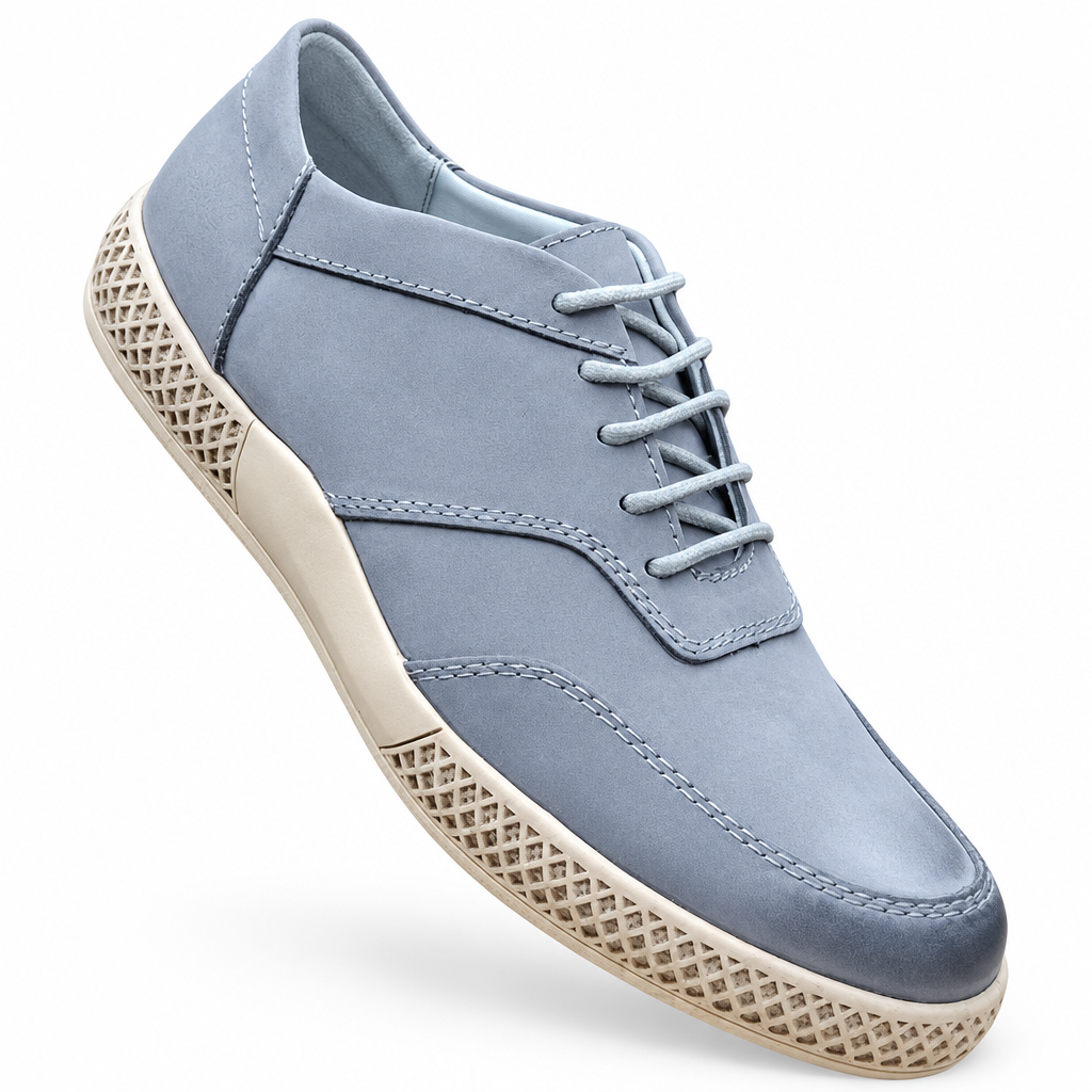 Men’s leather-look lace-up sneaker on a clean light background