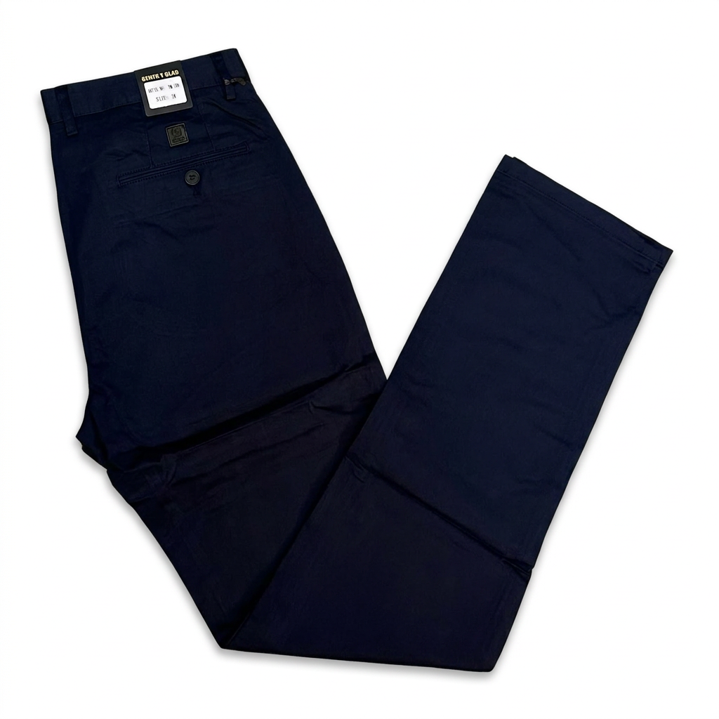 Navy men's khaki trousers on white