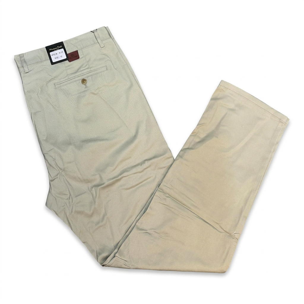 Light cream men's khaki trousers on white
