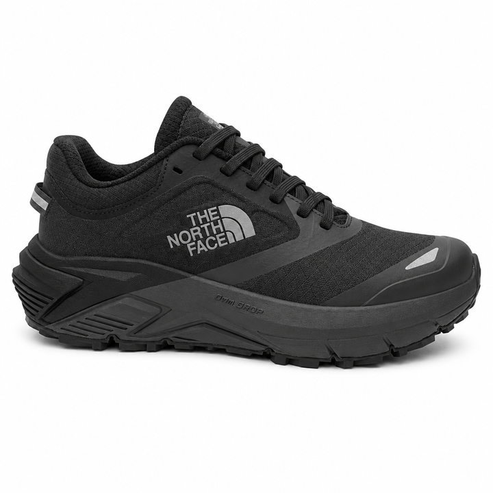 Men’s black hiking and trail sneaker on a white background