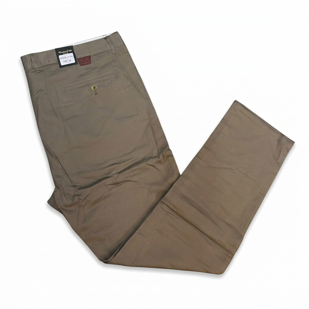 Taupe men's khaki trousers on white