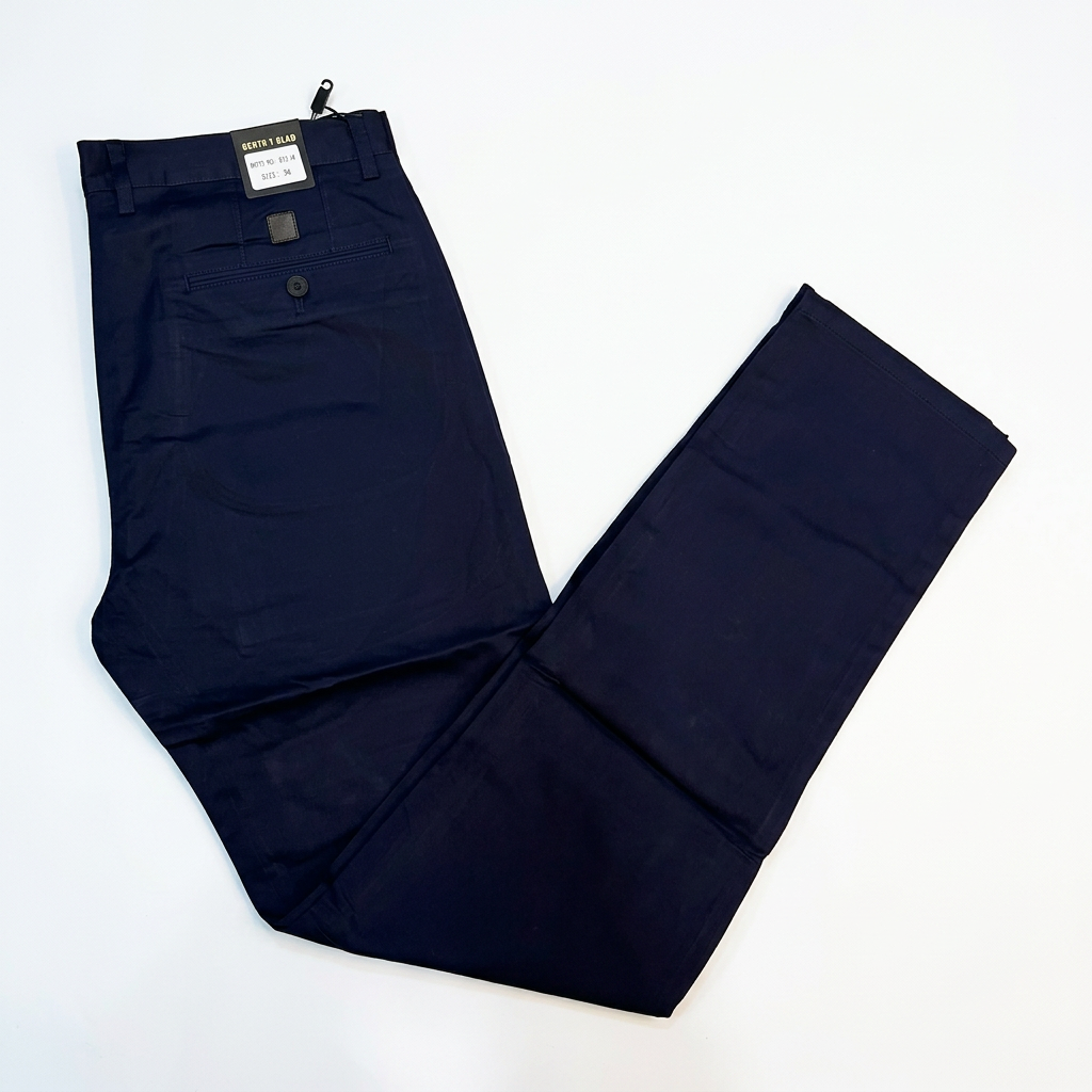 Navy men's khaki trousers on white
