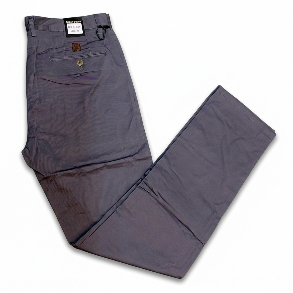 Slate grey men's khaki trousers on white