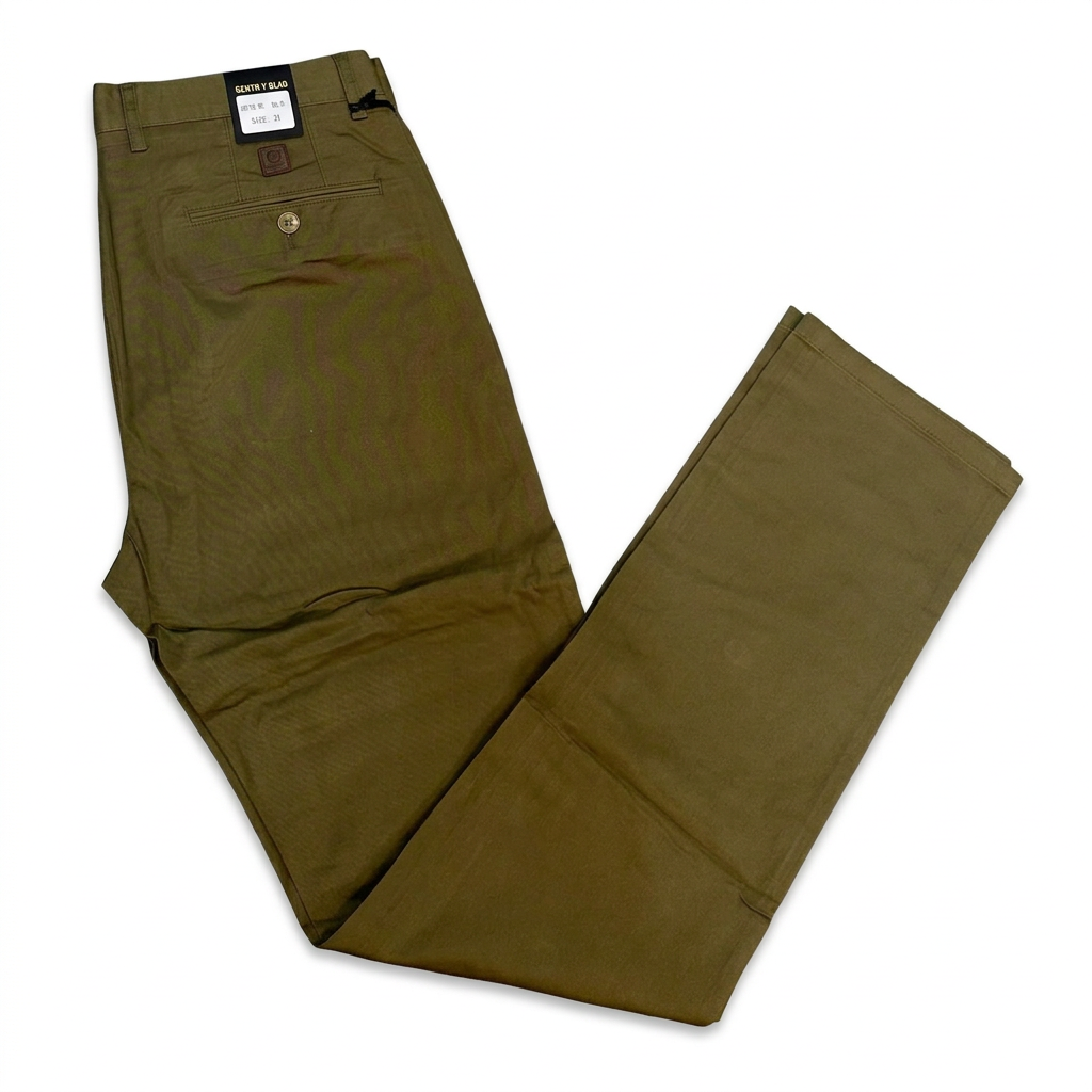 Olive men's khaki trousers on white