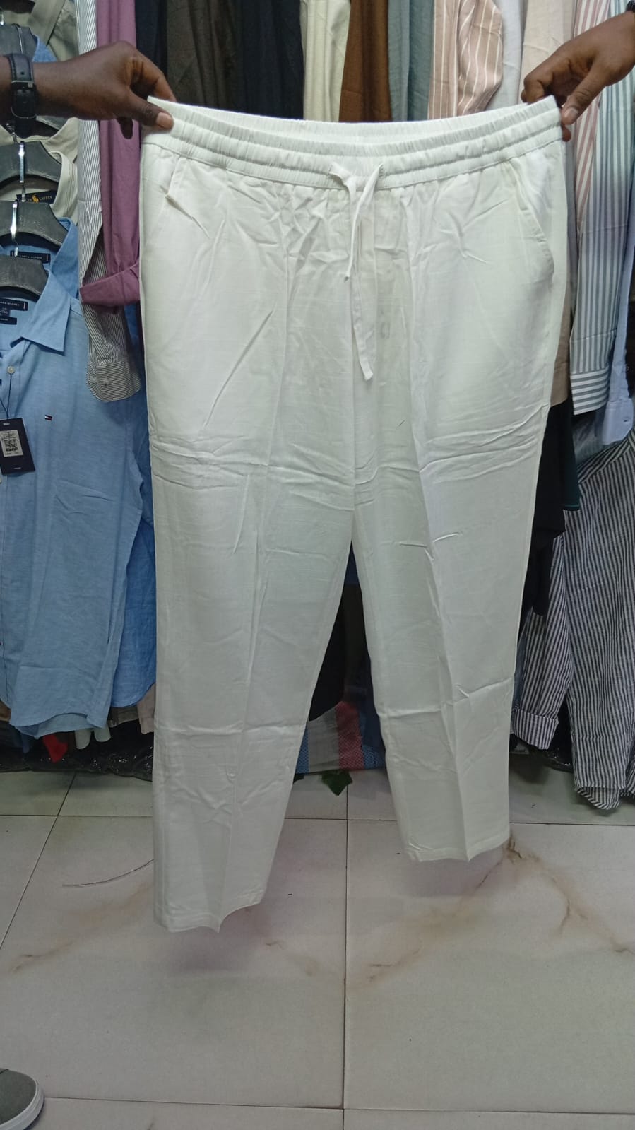 Men’s Premium Linen Drawstring Trousers(100% Linen)