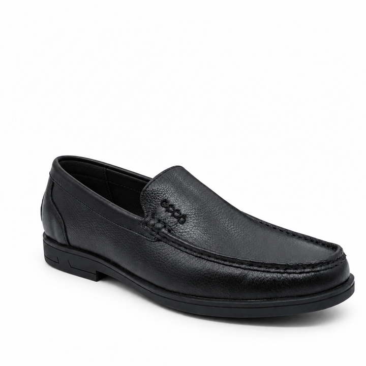 Single black loafer without stuffing or second shoe